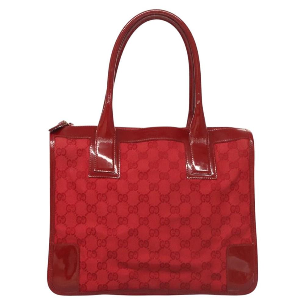 GUCCI GG Canvas Tote Bag Red Gold 000 0855 Auth 123893 - Picture 13 of 16